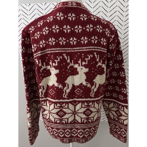 Vintage Croft & Barrow Red Wool Blend Reindeer Snowflake Sweater Christmas XL - Picture 3 of 7